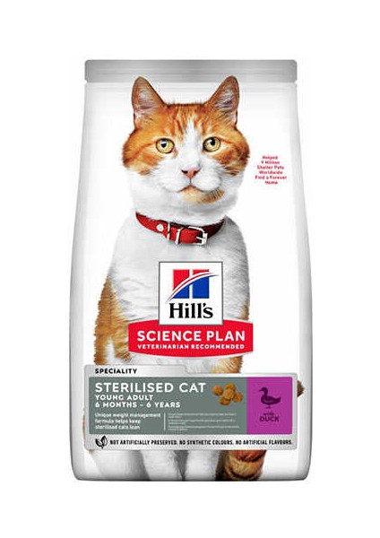 Hills Young Sterilised Ördekli Kısırlaştırılmış Kedi Maması 10 kg