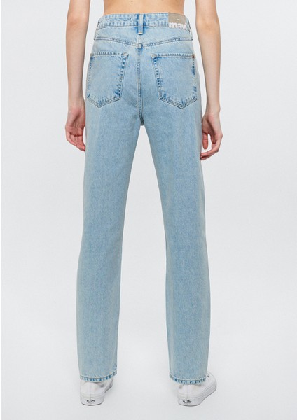 Kadın HAPPY Eskitilmiş Mavi Yırtıklı Jean Pantolon 101453-84409 fırsatları