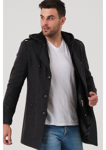 PLT8406 Dewberry Erkek Palto-Desenli Antrasit modelleri