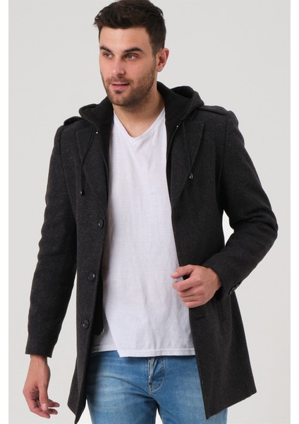 PLT8406 Dewberry Erkek Palto-Desenli Antrasit fırsatları