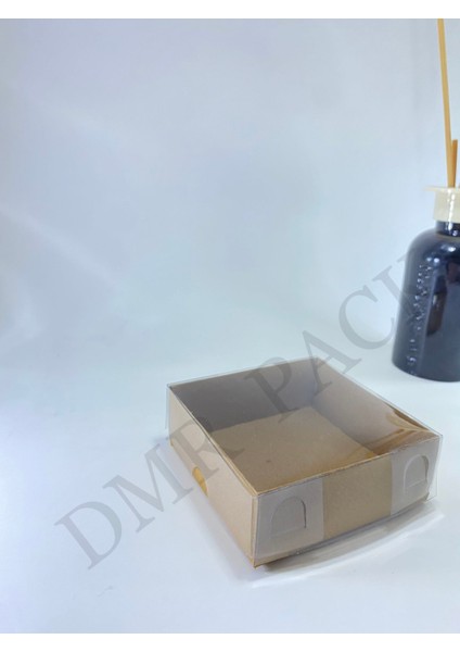 9X9X3 cm Kraft Asetat Kapaklı Kutu (100 Adet) Düğün Nişan Kına Mum Hediyelik Kutu fiyatları