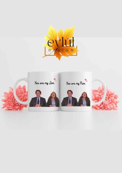 The Office Jim-Pam İkili Porselen Sevgili Baskılı Kupa Bardak 2 Adet fiyatları