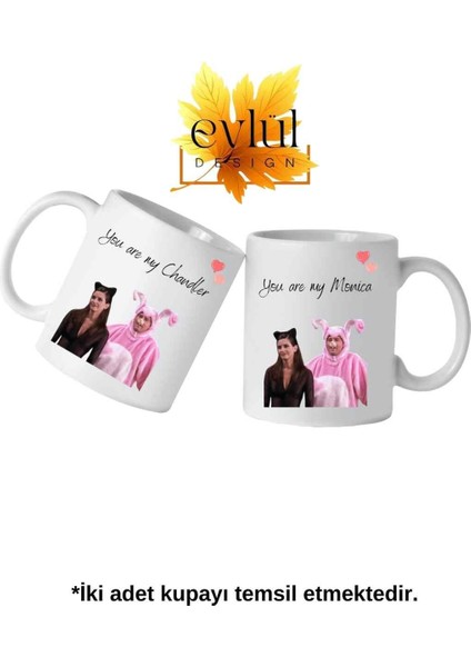 Friends Chandler-Monica İkili Porselen Sevgili Baskılı Kupa Bardak 2 Adet
