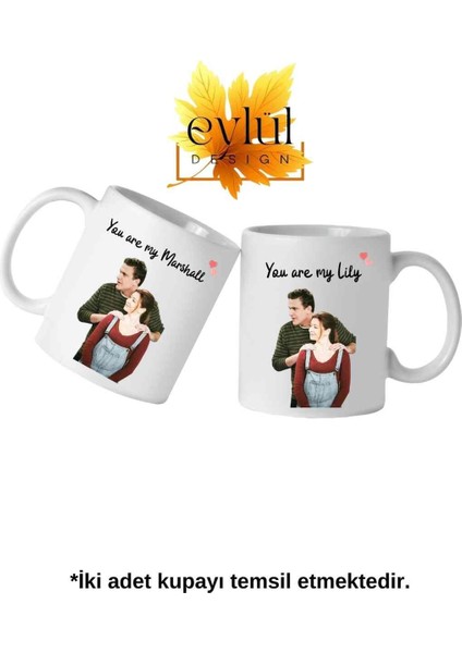 How I Met Your Mother Lily-Marshall İkili Porselen Sevgili Baskılı Kupa Bardak HEDIYE-2 Adet