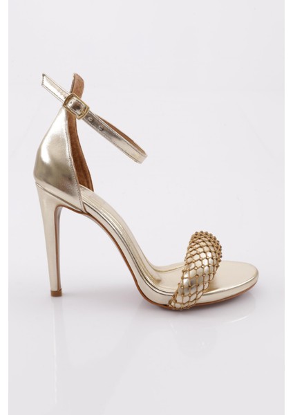 2040 Kadin File Detayli Taş Işli Topuklu Ayakkabi