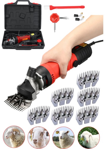 Çelik Şanzuman 9800 Devir Ayarlı Koyun Kırkma Makinesi Sürekli Kesime Uygun + 6 Bıçak + 6 Tarak
