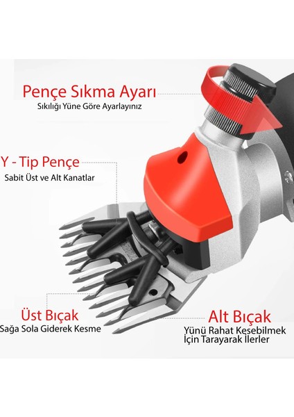 Çelik Şanzuman 9800 Devir Ayarlı Koyun Kırkma Makinesi Sürekli Kesime Uygun + 1 Bıçak + 1 Tarak