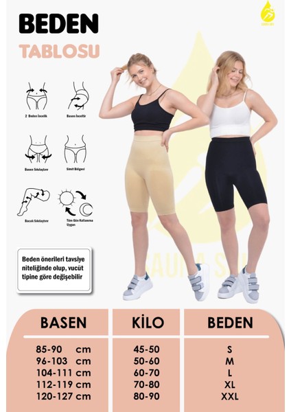 Sauna Suit Kadın Bel Basen Kalça Inceltici Toparlayıcı Sıkılaştırıcı Şekillendirici Premium Şort Korse