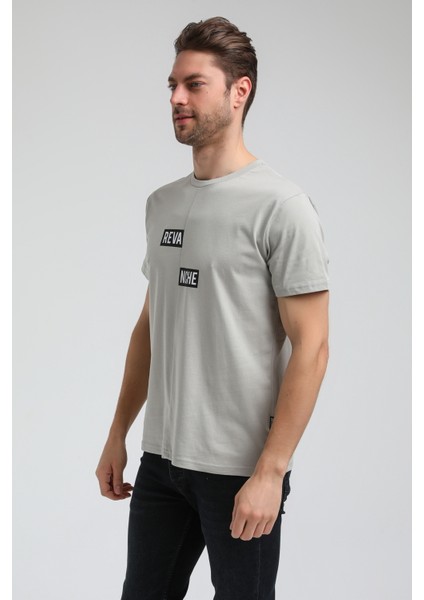 Bisiklet Yaka Gri Boyalı Slim Fit Tişört 23SSM20289