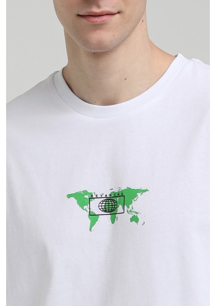 Bisiklet Yaka Beyaz Oversize Tişört 23SSM20332
