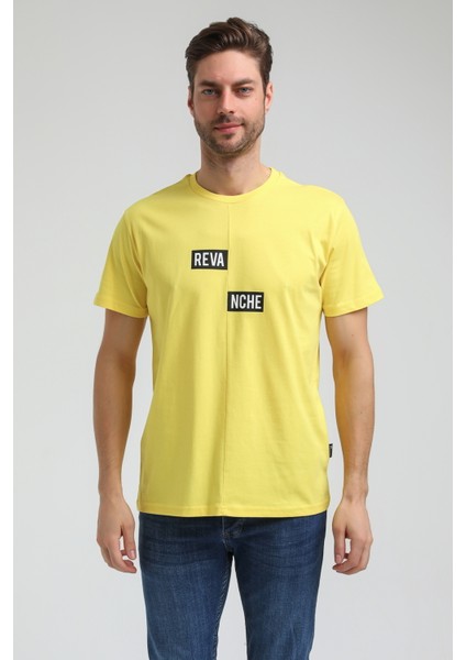 Bisiklet Yaka Sarı Slim Fit Tişört 23SSM20289