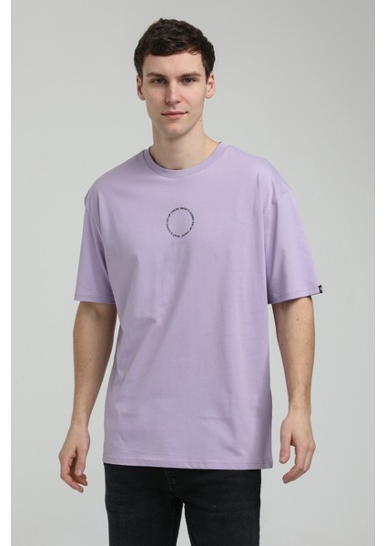 Bisiklet Yaka Lila Slim Fit Tişört 23SSM20333