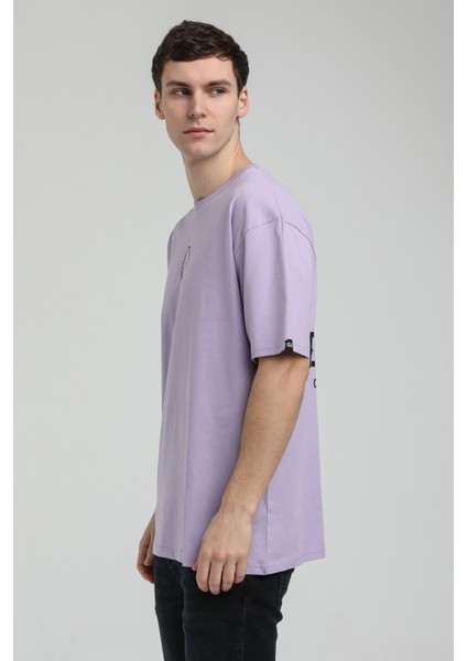 Bisiklet Yaka Lila Slim Fit Tişört 23SSM20333