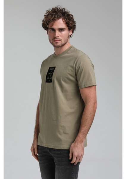 Bisiklet Yaka Açık Haki Slim Fit Tişört 23SSM20288