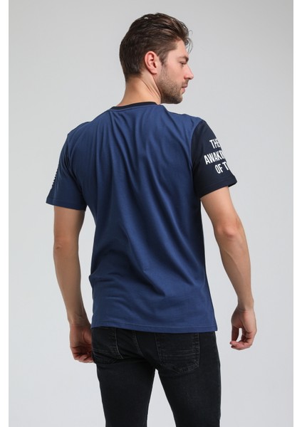 Bisiklet Yaka Indigo Slim Fit Tişört 23SSM20317