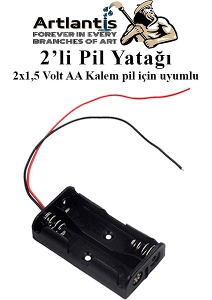 2 Li Pil Yatağı Deney 5 Adet Pil Yuvası Pil Kutusu Aa Kalem Kalın Pil 2x1,5 Volt Yaylı Pil Yuvası