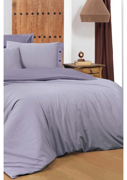 New Fancy Stripe Lila King Size (Battal Boy) %100 Pamuk Çizgili Nevresim Takımı fiyatları