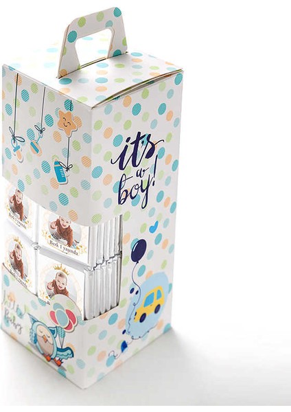 1 Yaş Fotoğraflı Erkek Bebek Çikolatası (70 Adet Madlen Çikolata) modelleri