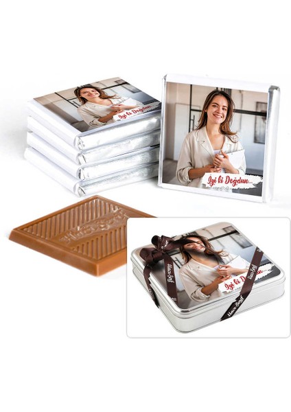 Fotoğraflı Doğum Günü Hediyesi 32 Adet Madlen Çikolata Metal Kutu fiyatları