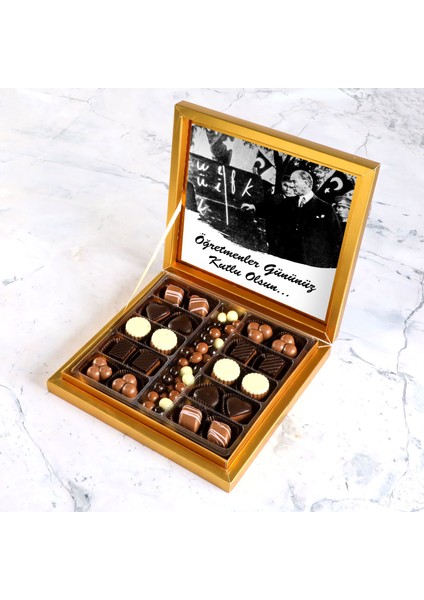 Öğretmenler Günü Hediyesi Kahve Drajeli Special Çikolata 290g (Gold Kutu)
