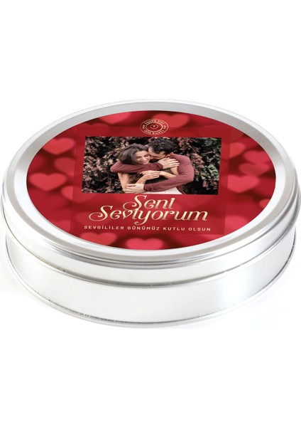 Kendi Fotoğrafınızla Sevgililer Günü Hediyesi Çifte Kavrulmuş Lokum (Metal Yuvarlak Kutu) 300g fiyatları