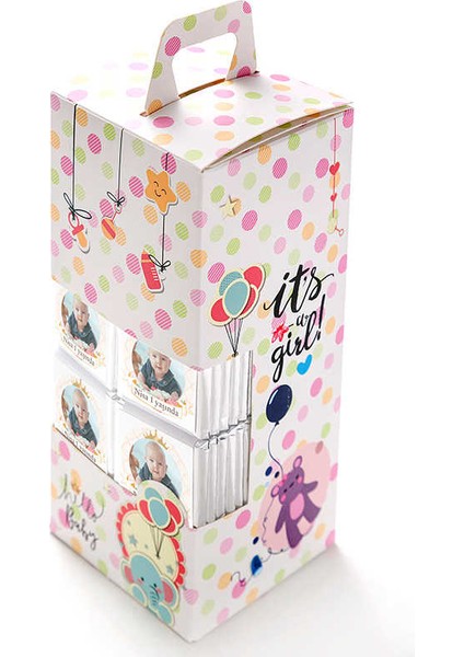 1 Yaş Fotoğraflı Kız Bebek Çikolatası (70 Adet Madlen Çikolata) modelleri