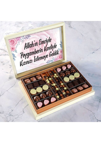 Kız İsteme Çikolatası Kahve Drajeli Special Çikolata 490g (Krem Kutu)
