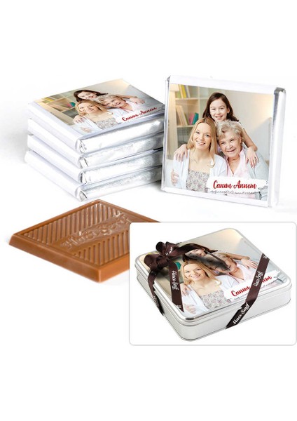 Anneye Fotoğraflı Hediye 32 Adet Madlen Çikolata Metal Kutu fiyatları