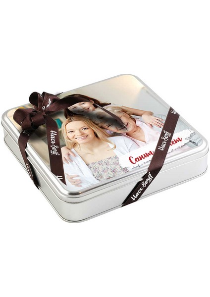 Anneye Fotoğraflı Hediye 32 Adet Madlen Çikolata Metal Kutu modelleri