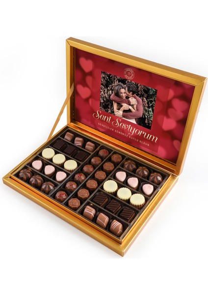 Fotoğraflı Sevgililer Günü Hediyesi Special Çikolata 480g (Gold Kutu)