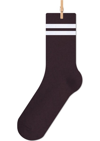 Koyu Bordo Çemberli Dört Mevsim Tek Çift Uzun Tenis Çorap Seti