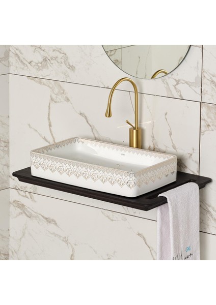 EY-7034 Tezgah Üstü Lavabo Beyaz & Altın fiyatları