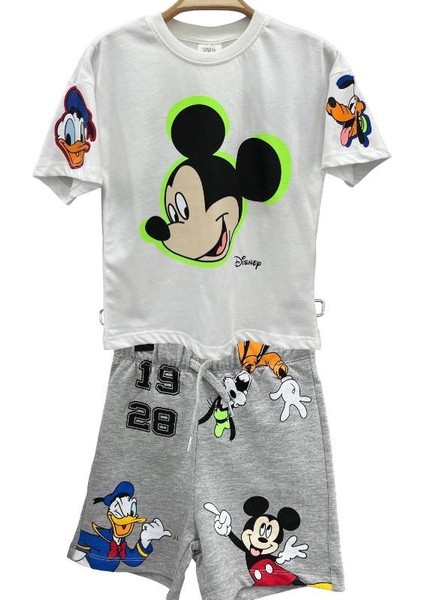 Mickey Mouse Baskılı Çocuk Şortlu Ikili Takım