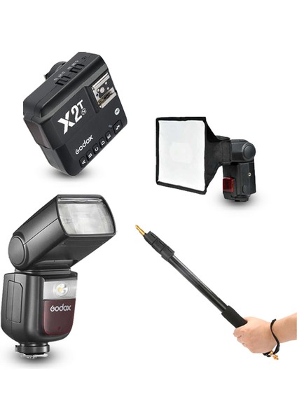 V860III-N Nikon Flaş Full Set (Tepe Flaş + Tetikleyici + Portable Boom + Softbox)