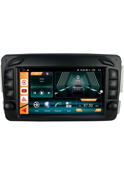 Mercedes C Class C200 (W203-W209) Tuşlu Android 12 Carplay Özellikli Navigasyon Multimedya Ekran 2gb Ram + 32GB HDD