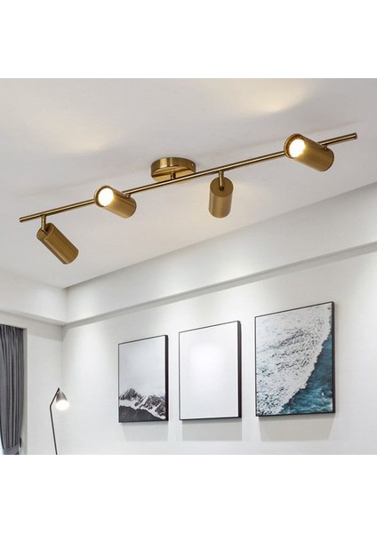 Retro Eskitme Kaplama Hareketli Modern Spor 4 Lü LED Spot Avize Günışığı Ampullü