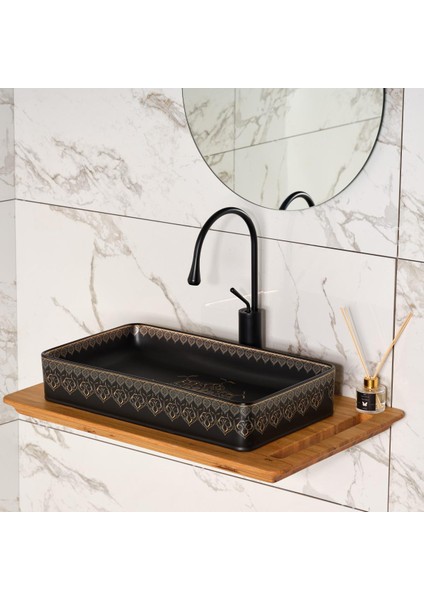 EY-7034S Tezgah Üstü Lavabo Siyah & Altın fiyatları