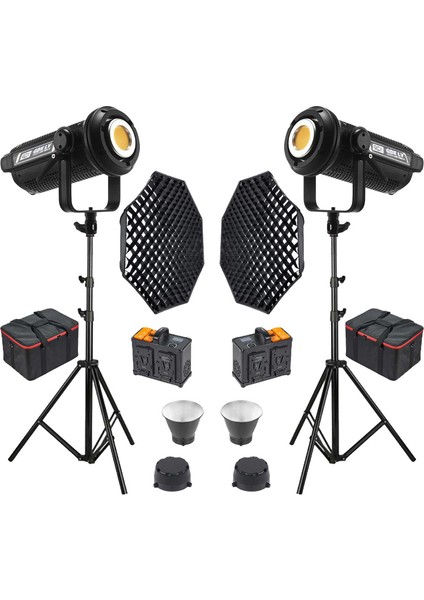 LV-700C-II B Bi Color LED Video Işığı 2'li Full Set (Gridli 120 Octa Softbox + Tripod)