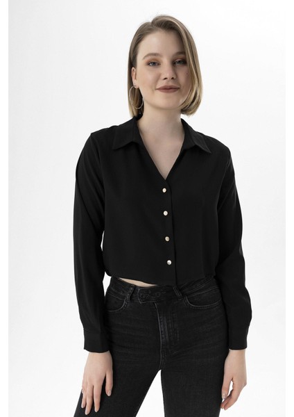 Kadın Düğmeli Kısa Salaş Gömlek fiyatları