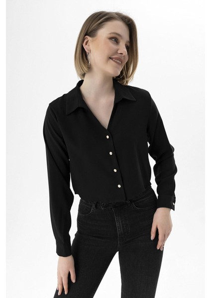 Kadın Düğmeli Kısa Salaş Gömlek modelleri