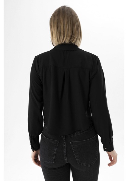 Kadın Düğmeli Kısa Salaş Gömlek indirimleri