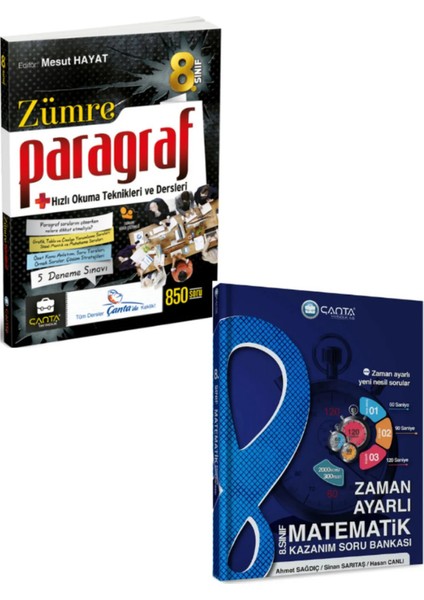 Çanta Yayınları Yayınları 8. Sınıf Zümre Paragraf Hızlı Okuma Teknikleri + Bilfen 8. Sınıf LGS 1. Dönem Son Kontrol Tekrar