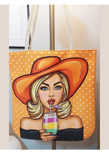 Popart Baskılı Kumaş Heybe Çanta
