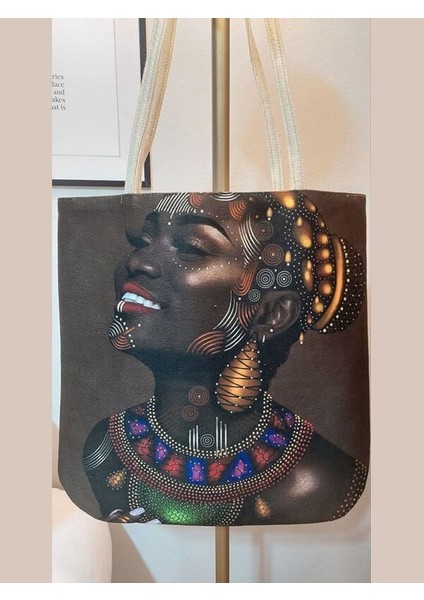 African Baskılı Kumaş Heybe Çanta