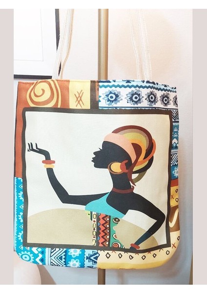 African Baskılı Kumaş Heybe Çanta