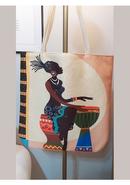 African Baskılı Kumaş Heybe Çanta