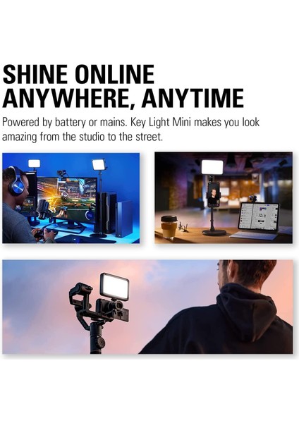 Key Light Mini Yayıncı Işığı Twitch LED Panel For Streaming, Video Conferencing, Gaming, 800 Lumens, Rechargeable Battery, Tiktok, Instagram, Youtube, Zoom