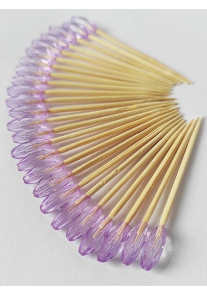 Beyhan Bayhan 100 Adet Dekoratif Lila Oval Boncuklu Pasta Kürdanı 6 cm - Boncuk 6X12 mm modelleri