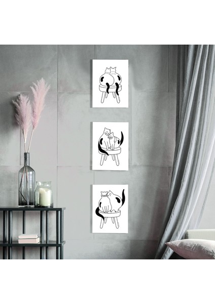 3’lü Poster Yan Yana Serisi - Kediler 21×30 cm