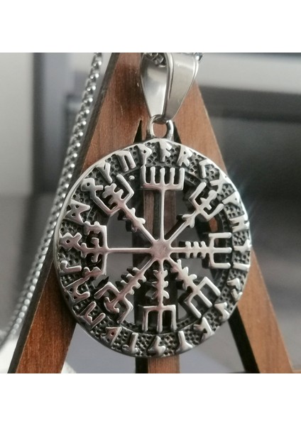 Paslanmaz Çelik Vegvisir Savaşçı Pusula Viking Kolye